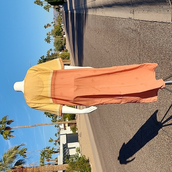 EGYPT Kaftan Maxi Dress XL Nightgown Batik Embroidered Egyptian Loungewear - Picture 5 of 15